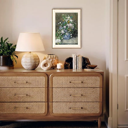 ASTRDECOR Framed Canvas Prints Art Vintage Decor for Living Room, Wildflowers Prints Botanical Wall Art Home Decor, Aesthetic Classical Floral Paintings, Bouquet in Blue White Porcelain Vase 12"x16"