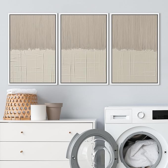 SIGNLEADER Framed Canvas Print Wall Art Set Beige Abstract Neutral Illustrations Minimal Decorative Bohemian Nordic for Living Room, Bedroom, Office - 24"x36"x3 WHITE
