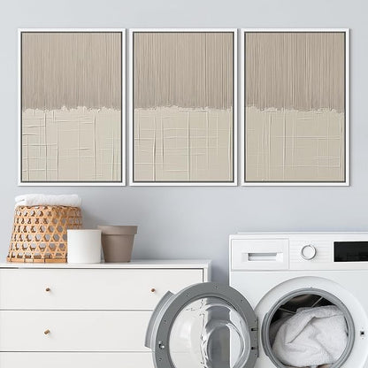 SIGNLEADER Framed Canvas Print Wall Art Set Beige Abstract Neutral Illustrations Minimal Decorative Bohemian Nordic for Living Room, Bedroom, Office - 24"x36"x3 WHITE