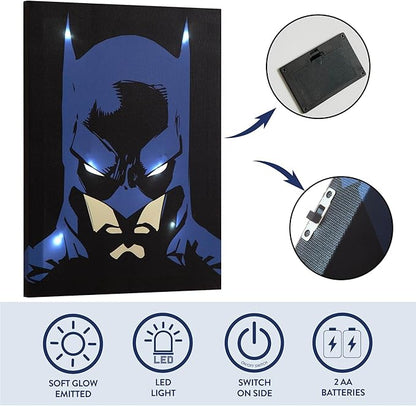 Batman LED Wall Art,11.5"x15.75" Children's Hanging Décor, Light-Up Artwork for Kids' Rooms