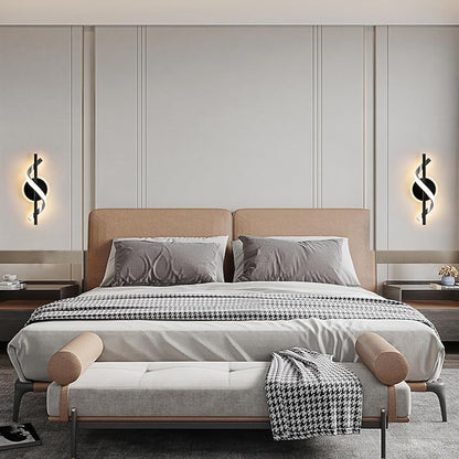 EIDISUNY LED Wall Sconces Indoor, 12W LED Wall Mount Lights, Modern Spiral Wall Lamp, 3000K Warm White LED Light Fixture for Stairs Living Room Bedroom Aisle Hallway (Warm White, Black)