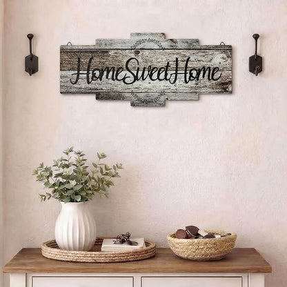Jetec Home Sweet Home Sign, Rustic Wood Room Wall Decor, Farmhouse Plaque Wall Hanging Wooden Sign for Bedroom, Living Room, Wedding Decor(Gray)