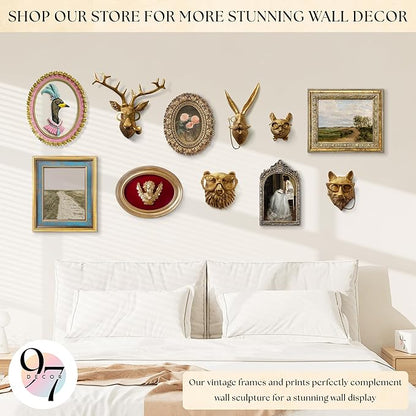 97 Decor Vintage Goose Decor For Home Kitchen - Pink Ovall Wall Art, Handcrafted Wall Sculptures For Living Room Decorations, Unique Walls Pediments For Girls Bedroom, Nursery