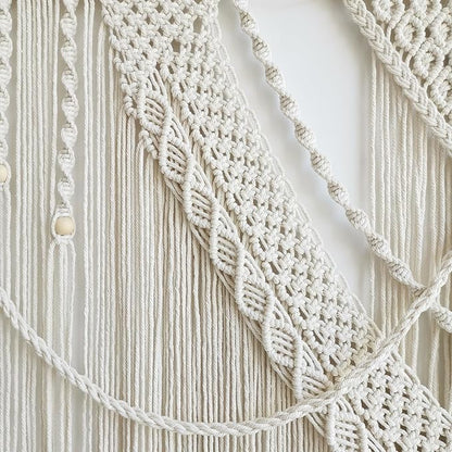 Achart Macrame Wall Hanging Large- Boho Wall Decor- large wall art- Wall Decor Living Room- Macrame Tapestry Boho Decor for Bedroom (Triangle)