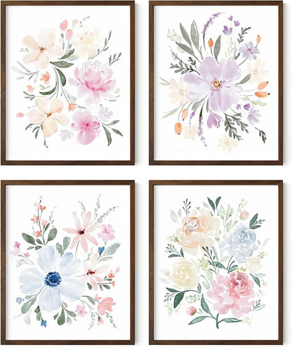 Bouquet Set Art Print Framed Walnut 16x20