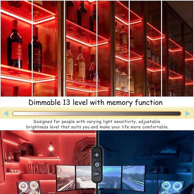20 FT Red Led Lights Strip for Bedroom Home Party Office Rope Lights Tape Light Easy DIY Cuttable Strip Lights for Baby Room Bathroom Living Room Ceiling Wall Vanity Mirror