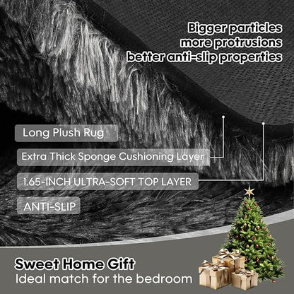 6x9 Rugs for Living Room, Rugs for Bedroom,Plush Fluffy Carpet, Non-Slip Upgrade Dark Grey Rug,Can Also be Used in Home Decor Aesthetics,Kids Rooms and Dorm Rooms.