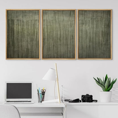 SIGNLEADER Framed Canvas Print Wall Art Set Olive Green Abstract Line Minimalist Earthy Illustrations Minimal Decorative Bohemian Nordic for Living Room, Bedroom, Office - 24"x36"x3 NATURAL