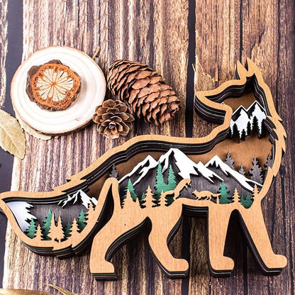 Laozai Wooden Forest Animals Fox Decor Cabin Rustic Decor Wall Decorations Mountain decor for Bedroom Living Room Table Decorative