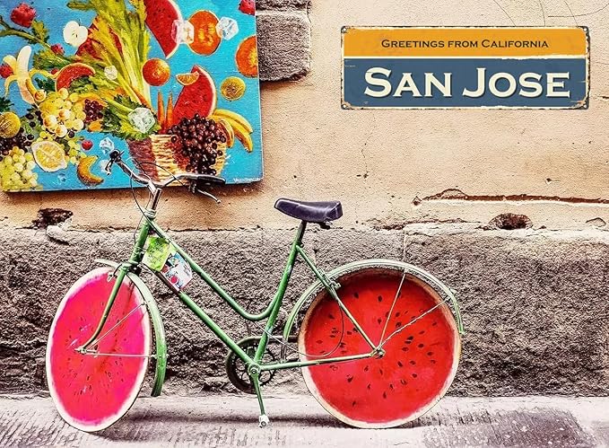 Welcome to US City Metal Wall Decor San Jose Metal Tin Sign Decorative Plaque Farmhouse Country Home Decor 4" X 16"