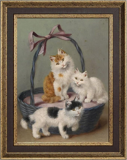 Vintage Canvas Frame for 5x7 Art Prints Oil Paintings, 1.7" Wide Open Back Wall Picture Frames for Landscape Family Animal Memorial Portraits, No Cover & Back (Gold Brown)