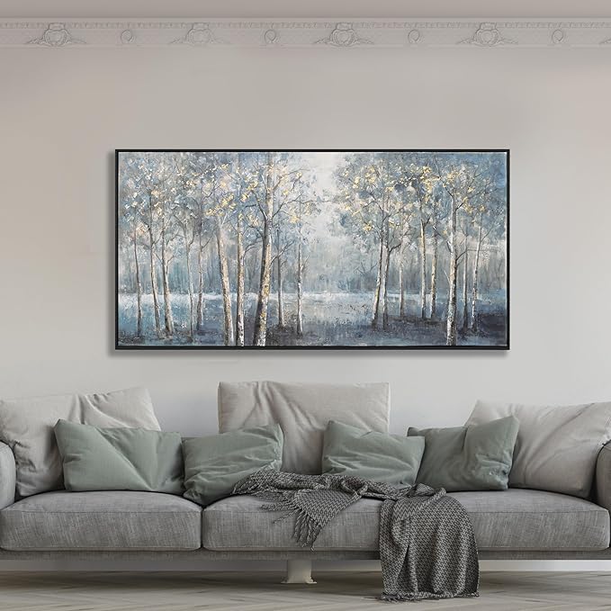 Wall Art Decor Large Maximalist Home Decor Wall Art Canvas Prints Framed Pictures Dark color system Forest Landscape Paintings for Room Wall Bedroom Office Decor 29"×58"