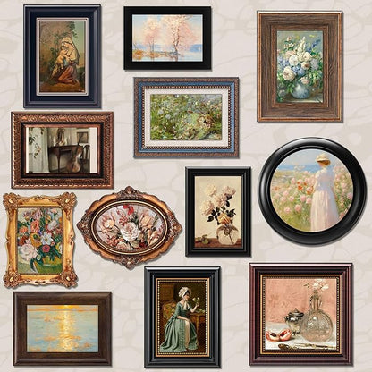 Pinkunn 12 Pcs Vintage Picture Frames for Wall or Tabletop Display Ornate French Country Frames Vintage Farmhouse Decor Antique Wall Art Set for Gallery Bedroom Living Room, No Photos