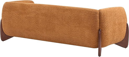 Christopher Knight Home Almab 82 Inches Sofa Couch, Cozy Boucle Upholstered 3-Seater Sofa, Wood Frame Couch, Comfy Couches for Living Room and Office, Modern Sofa, Caramel Brown