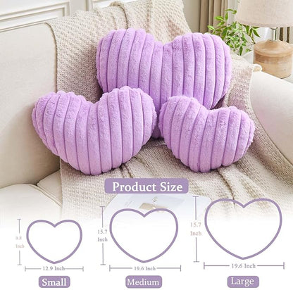 XVTRU Heart Pillows Heart Decorative Pillow Soft Fluffy Heart Shaped Lavender Throw Pillows with Faux Rabbit Fur Aesthetic Room Decor Cute Small Pillow for Valentines Mother's Day