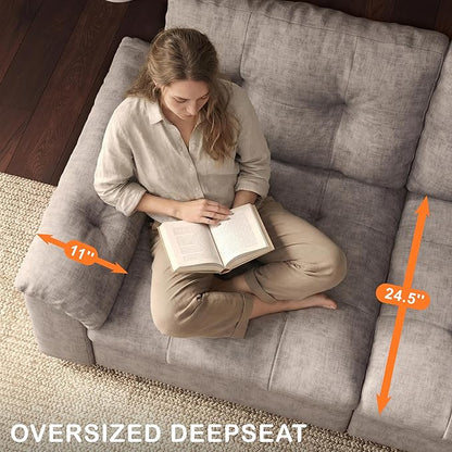 Oversized Modular Sectional Sofa with Storage, Modern Deep Seat Cloud Couch for Living Room, L-Shaped Large Sectional Couch, Only Armrest, Gray