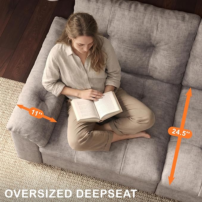 Oversized Modular Sectional Sofa with Storage, Modern Deep Seat Cloud Couch for Living Room, L-Shaped Large Sectional Couch, 4 Seater, Gray