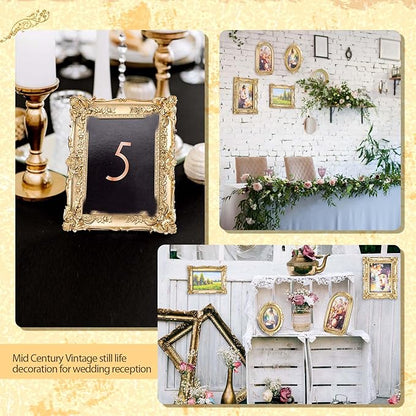 Geetery 4 Pcs Vintage Picture Frames Set, Gold Ornate Baroque Frames for Gallery Wall, Antique Victorian Decorative Photo Frame for Tabletop or Wall Display, Shabby Cottagecore Home Decor