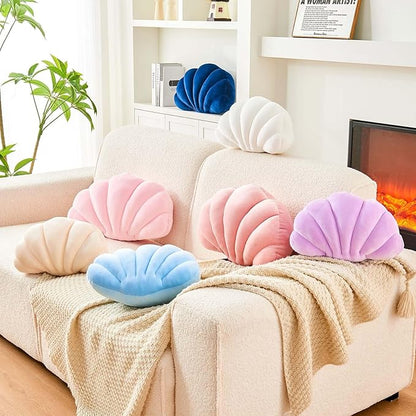Uvvyui Beige Shell Pillow, Seashell Decorative Throw Pillow Beach Pillow, Soft Velvet Shell Shaped Pillow Room Decor, 18" Seashell Throw Pillow Ocean Pillow Stylish Cushion