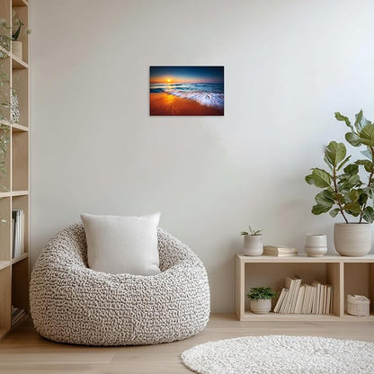 TutuBeer 1 Panel Ocean Pictures Beach Pictures Beautiful Sunrise over the Sea Picture Print on Canvas Wall Decor Beach Picture Ocean Wall Art Stretched and Framed 20x30 inch