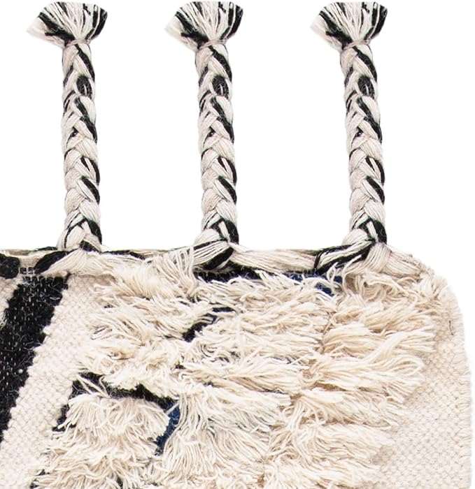 SAFAVIEH Kenya Collection Accent Rug - 4' x 6', Ivory & Black Blue, Hand-Knotted Moroccan Tribal Tassel Wool, Ideal for High Traffic Areas in Entryway, Living Room, Bedroom (KNY905A)