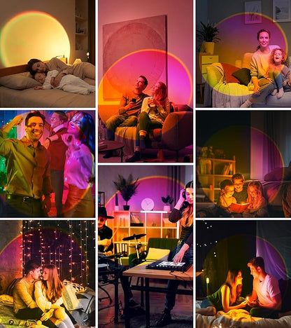 Sunset Lamp Projector,360° Rotatable & App Control Multicolor Multi-Scene Changing Rainbow Led Sun Lamp-Christmas Gift,Aesthetic Room Decor for Selfies,TikTok/Instagram Backdrop,Bedroom Night Light