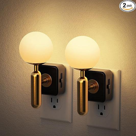 JandCase Night Light Plug in, Night Lights Plug into Wall, 3000K Soft Light LED NightLights, 0-100LM Dimmable Night Light, Built in Dusk to Dawn Sensor for Hallway Bedroom Stairway[2 Pack]