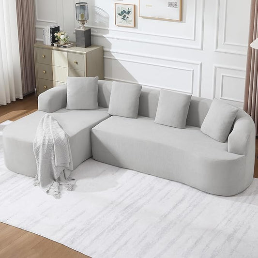103" L Shaped Boneless Sectional Couches for Living Room, Curved Modular Sectional Sofa with Chaise, Modern Cloud Couch Deep 3 Seat No Assembly, Light Grey