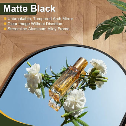 NicBex Arched Full Length Mirror with Stand, 57"x 20" Black Full Body Mirror, Aluminum Alloy Frame Floor Mirror, Free Standing Mirror, Wall-Mounted, for Bedroom Living Room