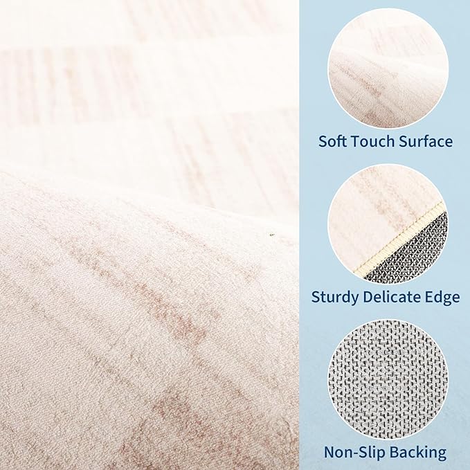 GarveeHome 2×6 Kitchen Runner Rug Non Slip,Beige Checkered Rug,Washable Runner Rug for Hallway Soft Low-Pile Geometric Checkerboard Rugs for Entryway Kitchen Dining Room