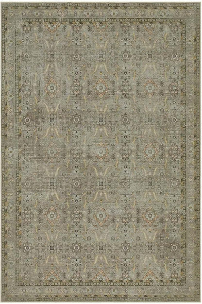 Rugxara 9x12 Area Rugs for Living Room Bedroom, Large Washable Rug, Vintage Floral Boho Rug, Non Slip & Low Pile Faux Wool Thin Carpet for Indoor Dining Room and Kids Room(Olive Brown 9x12ft)