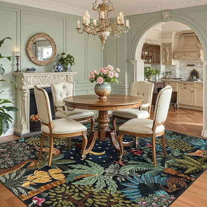 GarveeHome Large Area Rugs 9x12 for Living Room, Jungle Animal Washable Rug Soft Non Slip Backing Floor Mat Carpet Indoor Thin Accent Rug for Bedroom Dining Room Playroom Nursery Home Decor