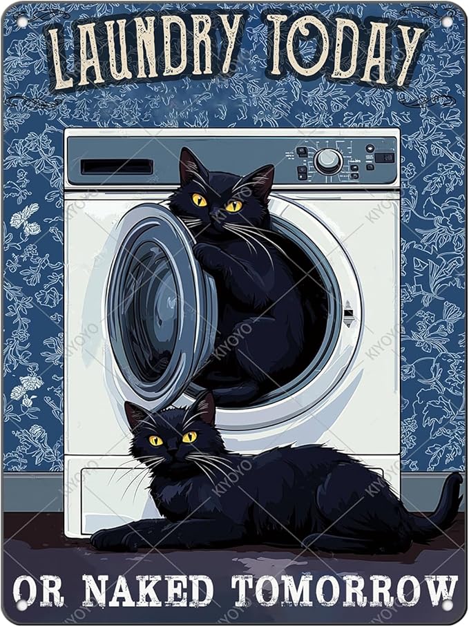 Funny Metal Signs Laundry Today or Naked Tomorrow Vintage Tin Sign Retro Wall Decor for Home Office Farmhouse Yard Garden Shop Cafe 16x12 Inch