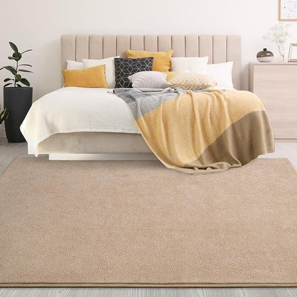 Gifeas Large Ultra Soft Modern Area Rugs for Living Room Bedroom, 6x9 Feet Beige Thickened Memory Foam Indoor Solid Minimalist Carpets, Non-Slip Comfy Rug for Boys Girls Nursery Room Home Decor