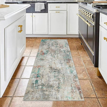 ROYHOME Modern Abstract 2x10 Runner Rug Washable Non Slip Stain Resistant Rug for Hallway Kitchen Bedroom Non Shedding Low Pile Indoor Floor Cover,Colorful