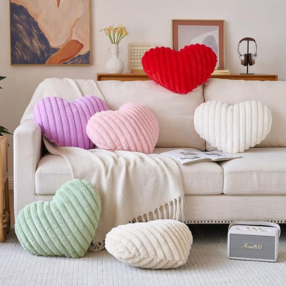 Heart Pillow, Heart Shaped Pillow with Soft Plush for Couch Bed, Decorative Throw Pillows for Bedroom Livingroom, Cozy Heart Pillows Home Decor Pillow Cushion (Pink, Mini 12.9" x 9.8")