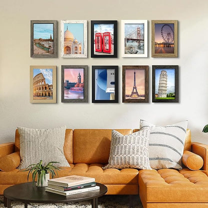 SESEAT 5x7 Pictrue Frame Set of 10, Wall and Tabletop Display, Mix Multi Color