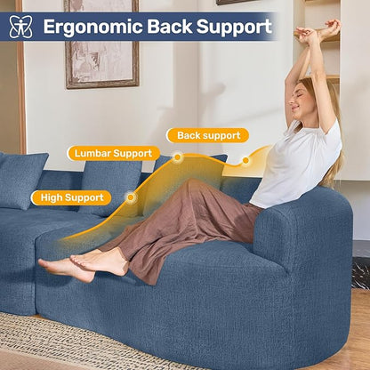 110” Modern Curved Sofa,Oversized Couch for Living Room,Cloud Couch with Boneless Couchs,Modular Sectional Sofa with Deep Seat,No Assembly Required,Dark Blue