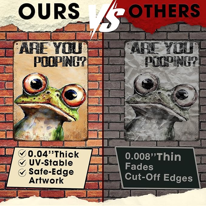 Frog Wall Art Are You Pooping? Metal Sign 12x16 Inch Vintage Humorous Bathroom Decor for Toilet Restroom