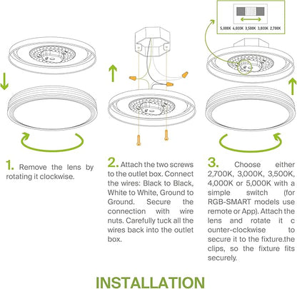 ASD 20 Inch LED Flush Mount Ceiling Light Fixture for Bedroom, 42W 2474LM 5CCT 2700K-5000K, Dimmable Lights, Dining, Living Room, Kitchen Lamps, Modern Home Lighting Fixtures, Nickel, ETL, 2 Pack