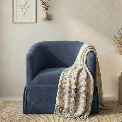 Swivel Accent Chair Set of 2, 360 Degree Performance Fabric Armchair Modern Barrel Chairs Armchair for Living Room Bedroom Home and Office,Blue
