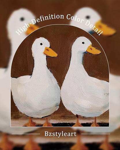 Bzstyleart Vintage Wall Art Decor for Living Room, Canvas Framed Wall Art Decor, Animals Painting Picture, Valentines Home Decor Aesthetic Gifts for Friends or Family - Double Duck, 10L x 8W