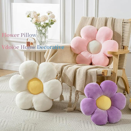 Flower Pillow, DecorativeThrow Pillow Cushion Seating six Petal 23.62" White Decorative Room Decor Cute Pillows for Couch Bed