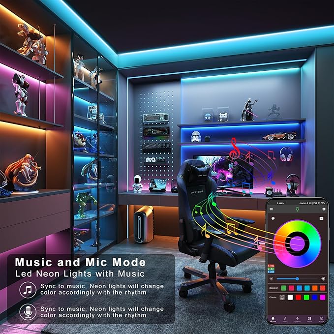 Ledagic Led Lights for Bedroom 50ft Music Sync Color Changing Led Strip Lights with Remote and App Control RGB Led Light Strip for Home Party Room Decor