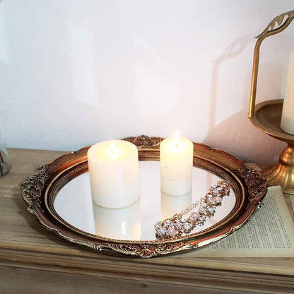 Funerom 12.8 x 14.3 inch Vintage Decorative Wall Mirror, Hanging Mirrors for Bedroom Living-Room Dresser Decor, Oval (Antique Gold)