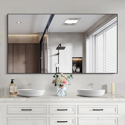 COFENY Black Bathroom Mirror for Wall, 30x50 Inch Rectangle Mirrors with Metal Frame, Modern Vanity Wall Mirror Decor for Bathroom Living Room, Entryway Hangs Horizontal or Vertical