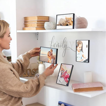 Mantello Front Loading Black Picture Frame - 4x6-Inch Photos -For Tabletop or Wall Decor - Artwork - 6 Pack