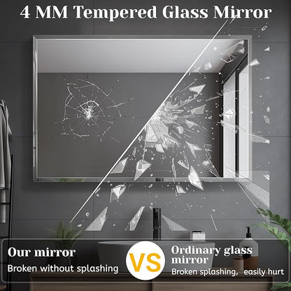 1 PCS 16”x 24”Beveled Polished Edge Frameless Bathroom Mirror Rectangle Wall Mount Vanity Mirror for Bathroom,Bedroom,Entryway,Over Sink,Living Room (16×14-1PCS)