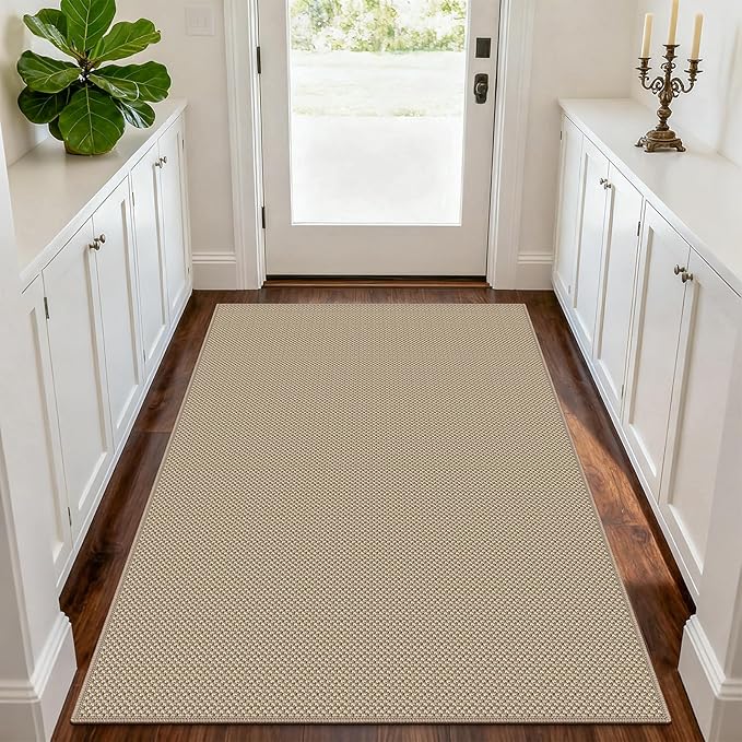 Easy Jute Rugs for Entryway, 3' x 5' Indoor Outdoor Rug, Farmhouse Washable Ultra-Thin Non-Slip Area Rug for Foyer, Backdoor, Living Room, Kitchen, Bedroom, Balcony