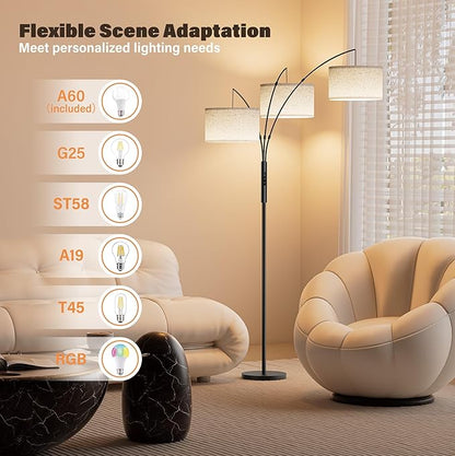 SIBRILLE 27W Floor Lamps for Living Room - Super Bright Dimmable Tree Floor Lamp, Modern Standing Lamp with Remote & Touch Control, 3 Lights Tall Lamp for Living Room Corner, Bedroom, Office